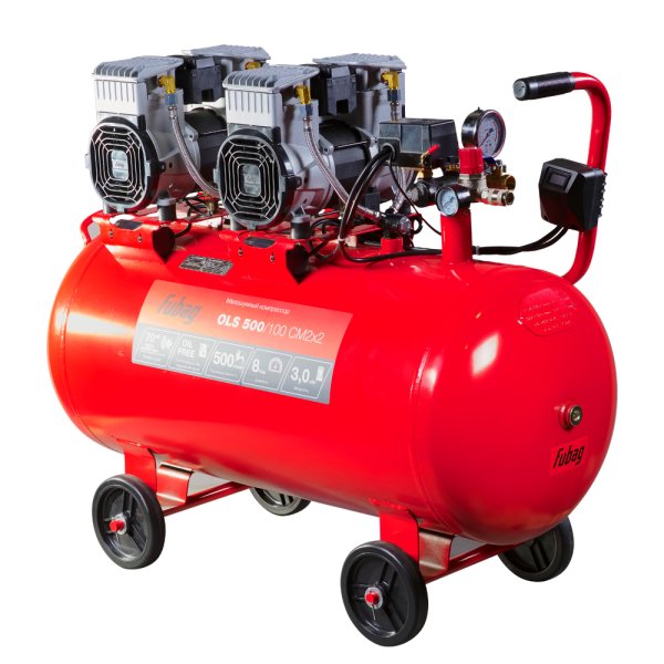 Компрессор воздушный безмасляный малошумный FUBAG OLS 500/100 CM2х2 + Набор пневмоинструмента (5 предметов) в ПОДАРОК в Кемерово фото