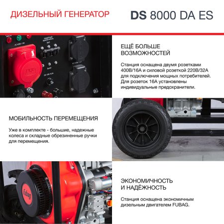 FUBAG Дизельный генератор (трехфазный) с электростартером и коннектором автоматики DS 8000 DA ES в Кемерово фото