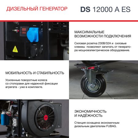 FUBAG Дизельный генератор с электростартером и коннектором автоматики DS 12000 A ES в Кемерово фото
