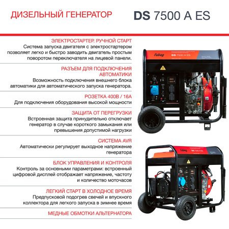 Дизельный генератор FUBAG DS 7500 A ES с электростартером и коннектором автоматики в Кемерово фото